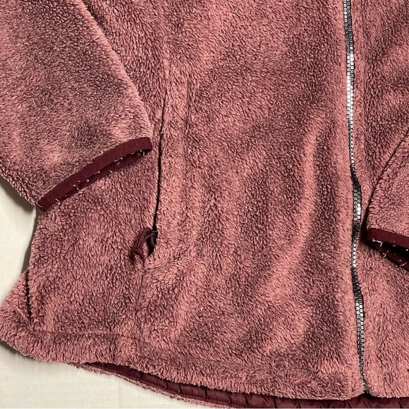 The North Face Jacket Womens Large Full Zip Fleece Fuscia Red Fuzzy Soft Winter - Picture 3 of 12